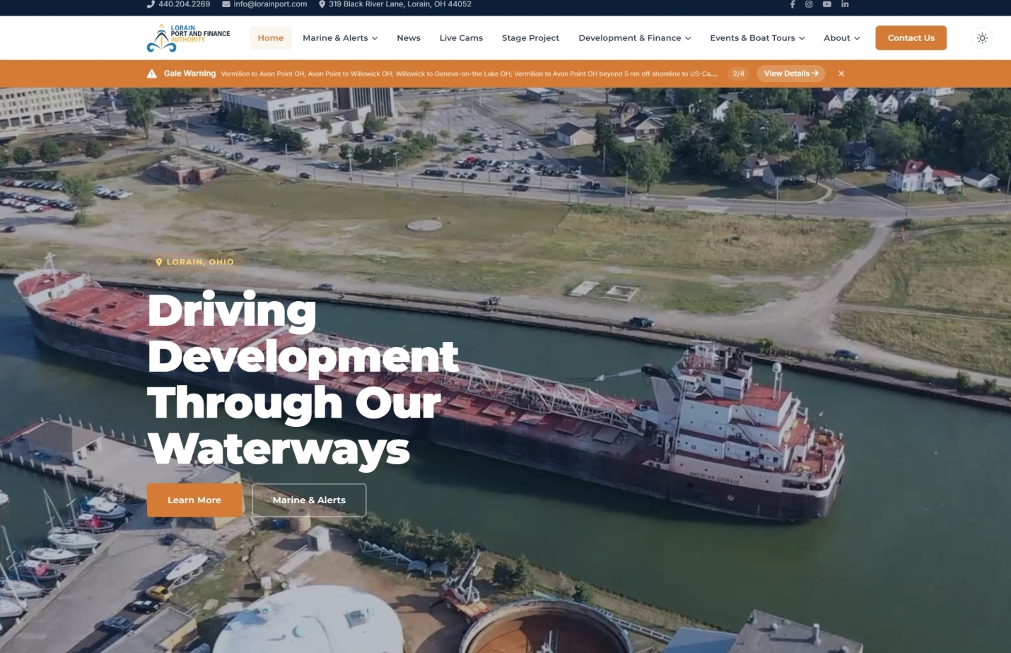 Lorain Port & Finance Authority website built by Crow's Nest Digital Media